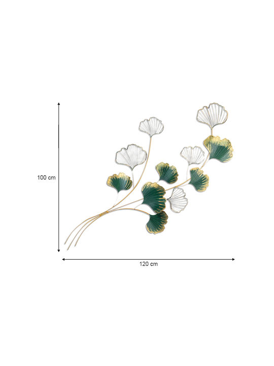 Megapap Wall Decor Flower Green Metallic 120x1.55x100cm