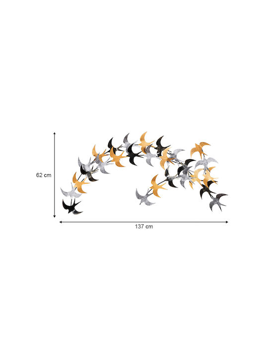 Megapap Wall Decor from Metal Birds 137x1.5x62cm