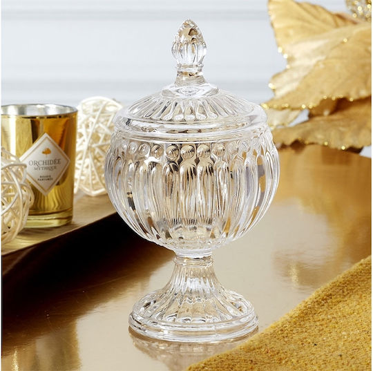 The Home Deco Factory Glass Sweet Jar with Lid Transparent 8x8x15cm