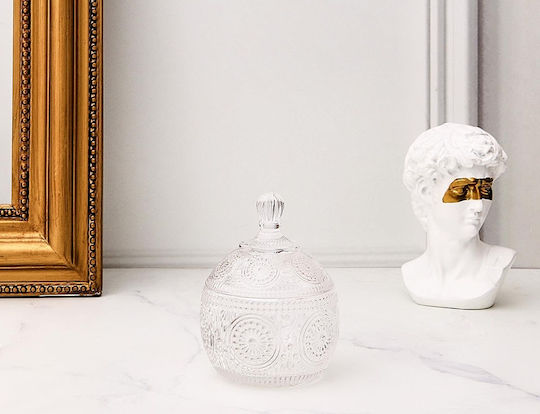 The Home Deco Factory Φοντανιέρα Γυάλινη με Καπάκι 9x9x12cm Διάφανη