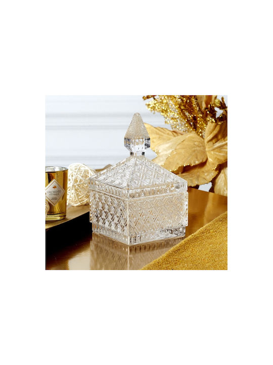The Home Deco Factory Φοντανιέρα Γυάλινη με Καπάκι 9.9x9.9x15.3cm Διάφανη