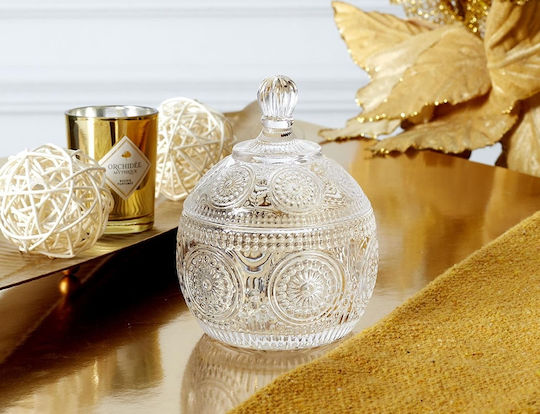 The Home Deco Factory Φοντανιέρα Γυάλινη με Καπάκι 9x9x12cm Διάφανη