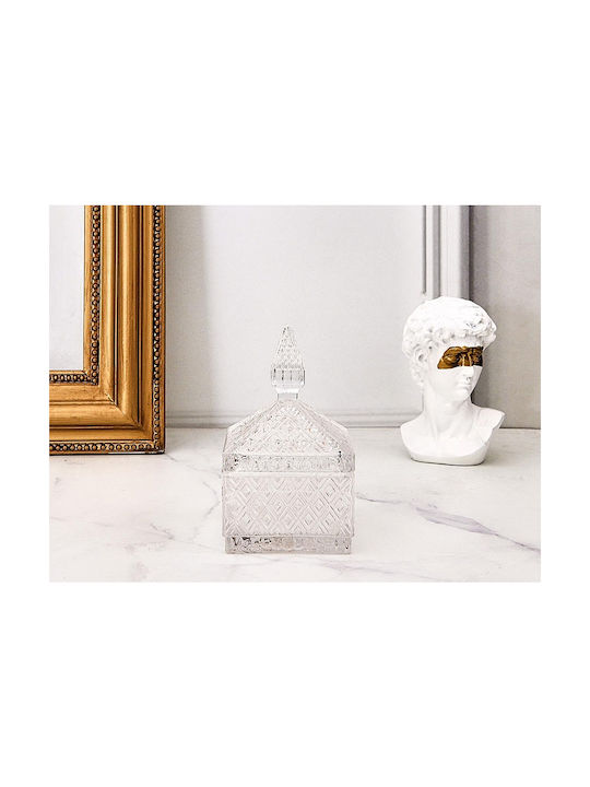 The Home Deco Factory Φοντανιέρα Γυάλινη με Καπάκι 9.9x9.9x15.3cm Διάφανη
