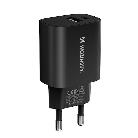 Wozinsky Charger Without Cable 20W Power Delivery / Quick Charge 2.0 Blacks (WGWCB)