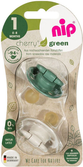 Nip Πιπίλες Καουτσούκ Cherry-Green για 0-6 μηνών 2τμχ