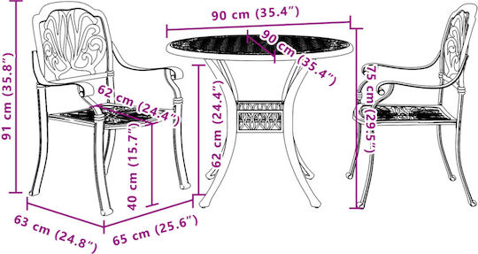 Garten- und Outdoor-Möbelsets mit Sonnenschirmhalter Schwarz 3 Stück