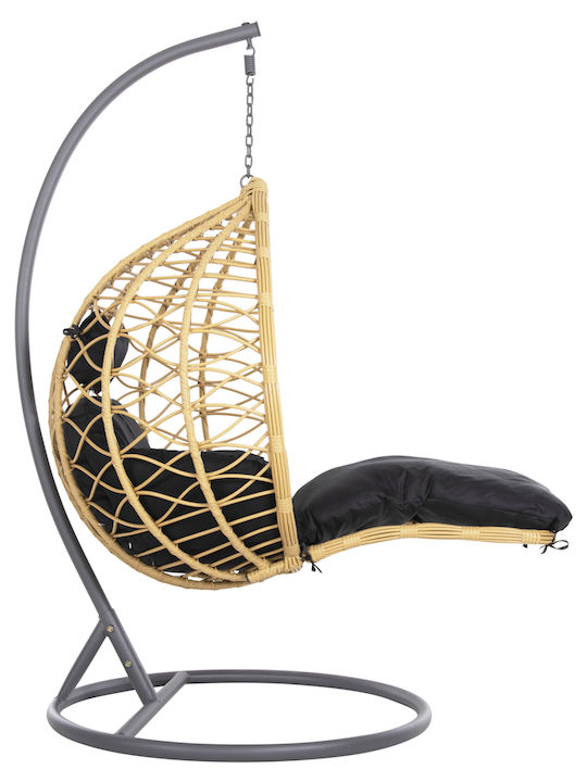 Κρεμαστή Κούνια Φωλιά με Μαξιλάρι Rattan Μπεζ Μ104xΠ104xΥ200cm