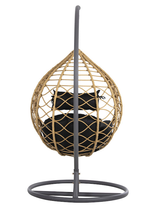 Κρεμαστή Κούνια Φωλιά με Μαξιλάρι Rattan Μπεζ Μ104xΠ104xΥ200cm