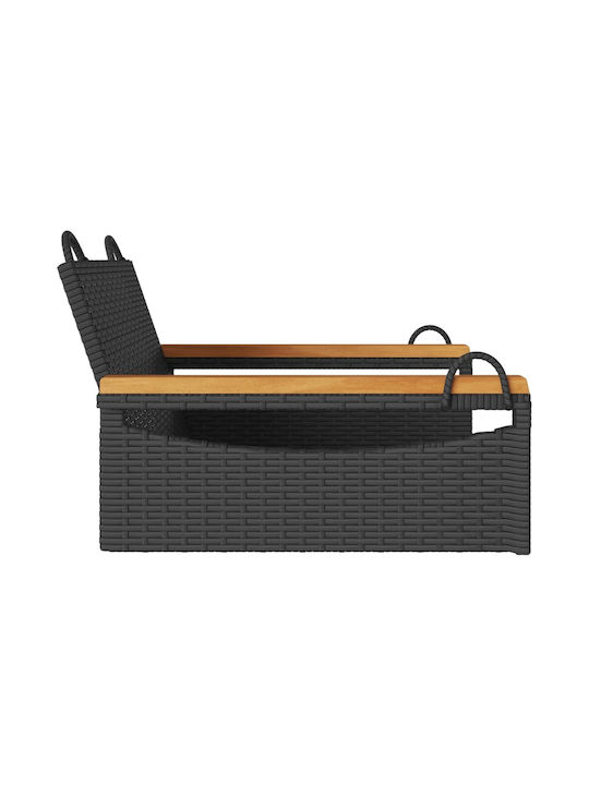 Rattan Swing Black with 110kg Maximum Weight Capacity L63xW62xH40cm