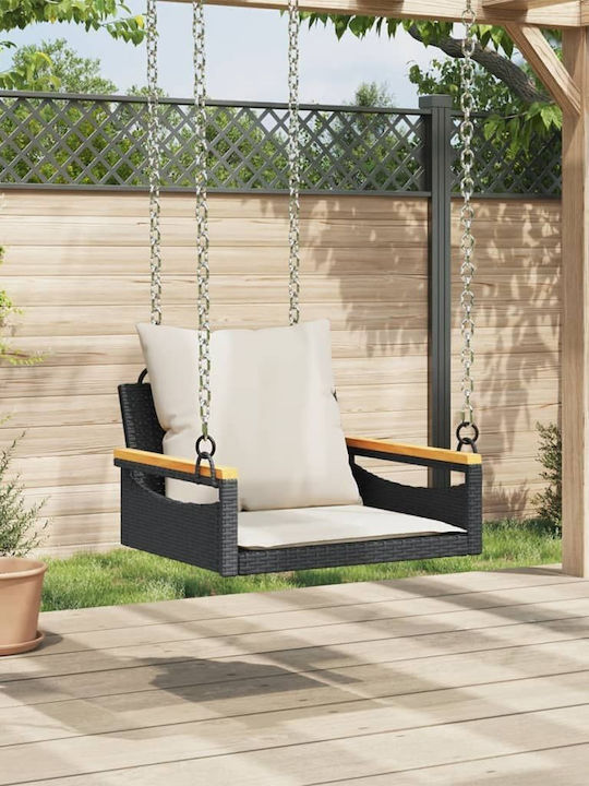 Rattan Swing Black with 110kg Maximum Weight Capacity L63xW62xH40cm