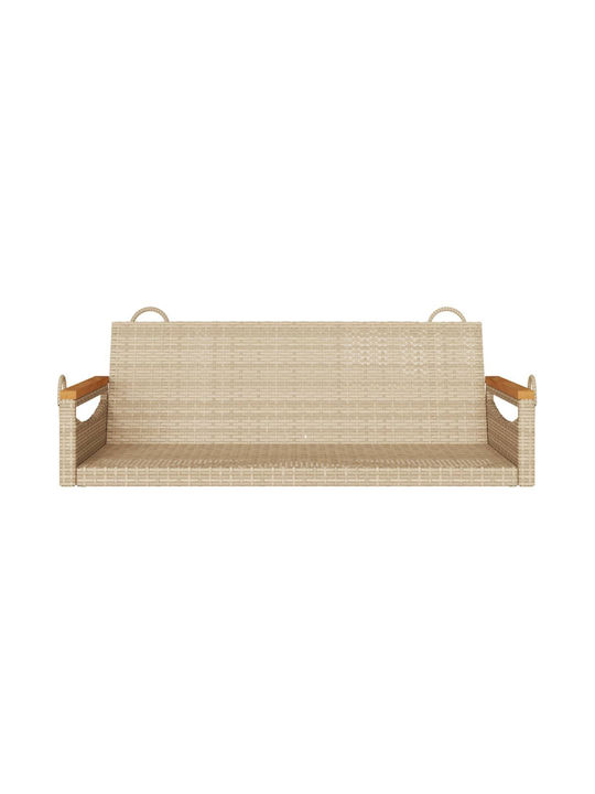 Rattan Swing Beige with 110kg Maximum Weight Capacity L109xW62xH40cm