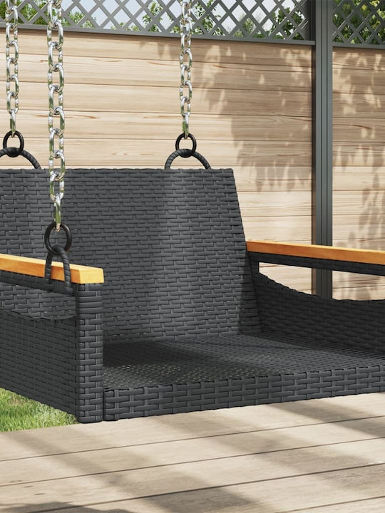 Rattan Swing Black with 110kg Maximum Weight Capacity L63xW62xH40cm
