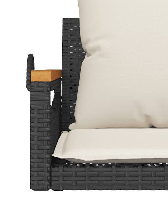 Rattan Swing Black with 110kg Maximum Weight Capacity L63xW62xH40cm