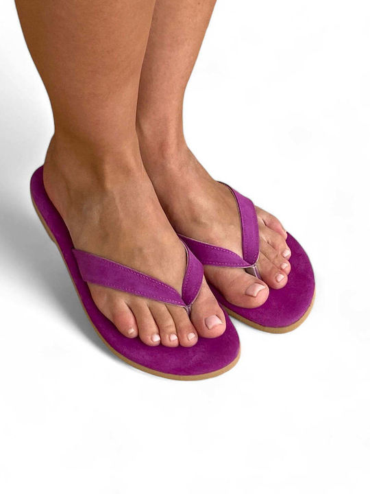 Sandale plate anatomice din piele pentru femei, de culoare magenta