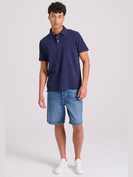 Funky Buddha Ανδρική Μπλούζα Κοντομάνικη Polo Navy Μπλε