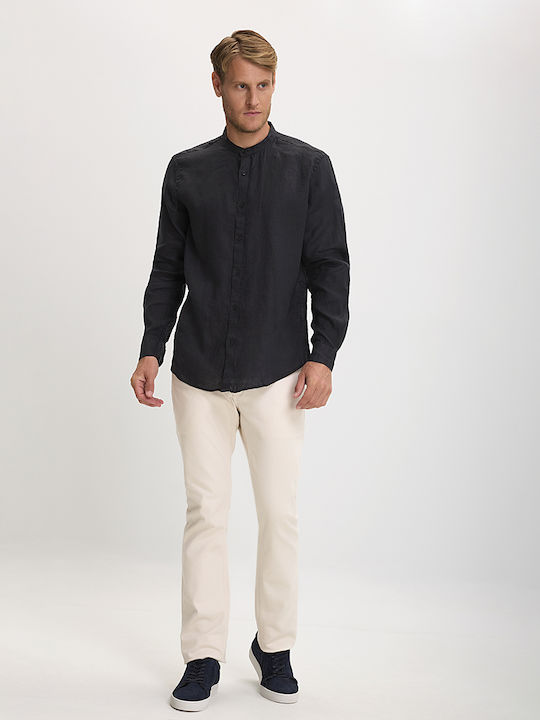 Vardas Men's Shirt Long Sleeve Linen Black