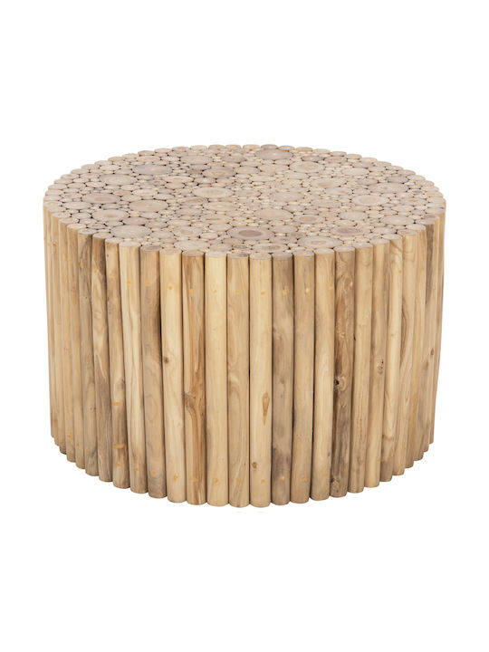 Round Central Coffee Table Cooter Made of Solid Wood Branches Teak-Natural W80xL80xH50cm