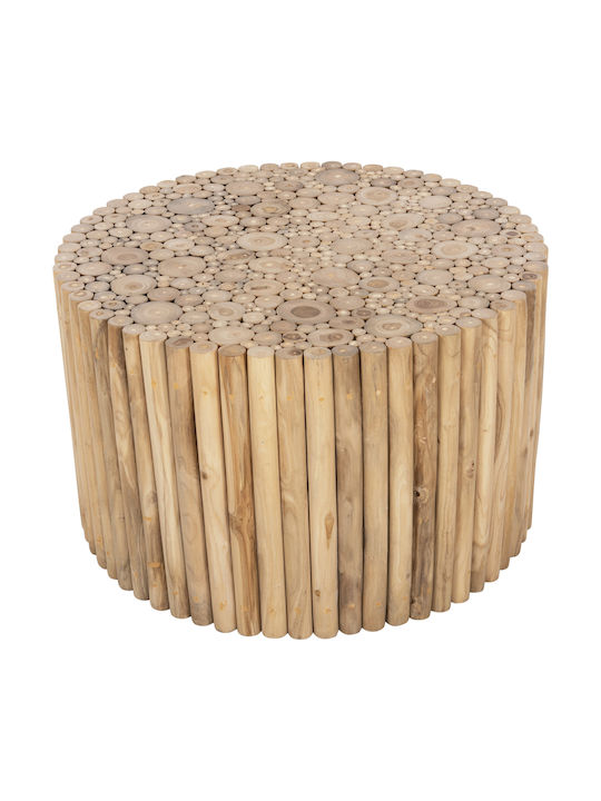 Round Central Coffee Table Cooter Made of Solid Wood Branches Teak-Natural W80xL80xH50cm