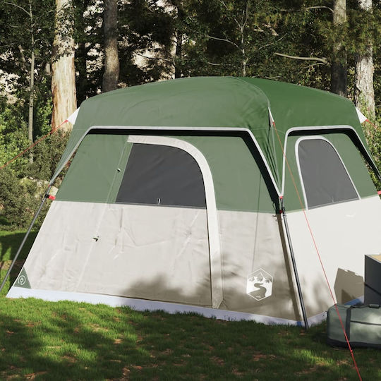 vidaXL Camping Tent Cabin Green for 4 People 245x215x190cm