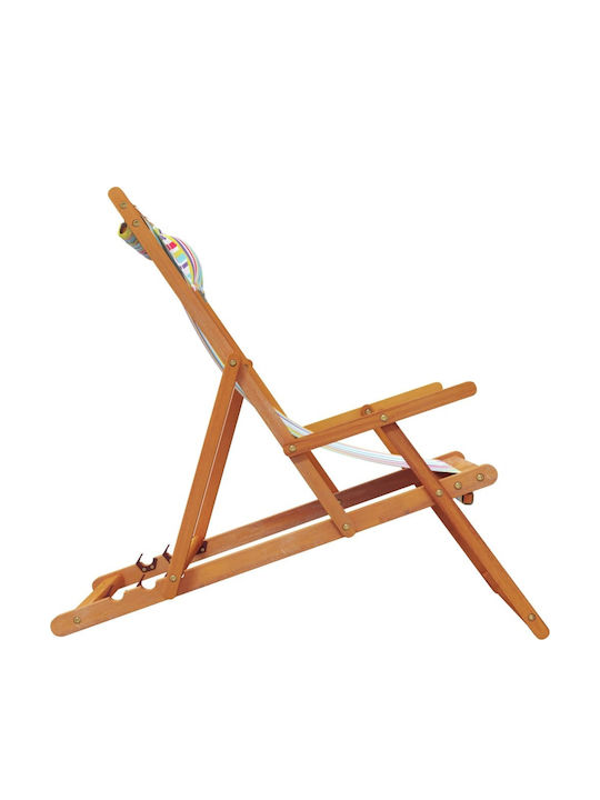 Deckchairs Wooden with Multicolour Fabric 2pcs 60x112x81cm