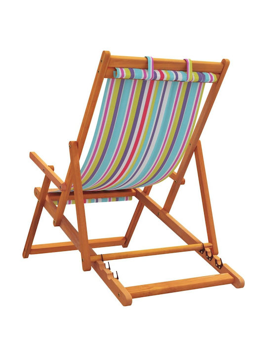 Deckchairs Wooden with Multicolour Fabric 2pcs 60x112x81cm