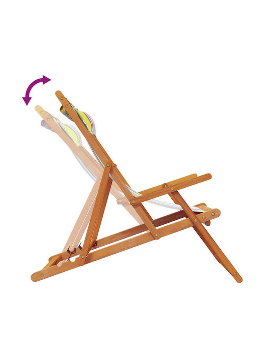 Deckchairs Wooden with Multicolour Fabric 2pcs 60x112x81cm