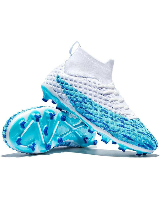 FG High Football Shoes with Cleats Blue