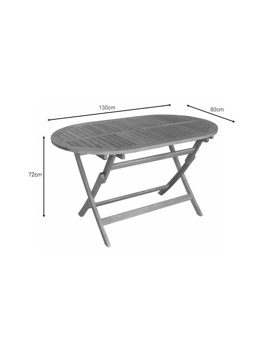 Garten- und Terrassentisch Verpflegung Außentisch aus Akazie Zusammenklappbar Falov Natürlich Massivholz 130x80x72cm