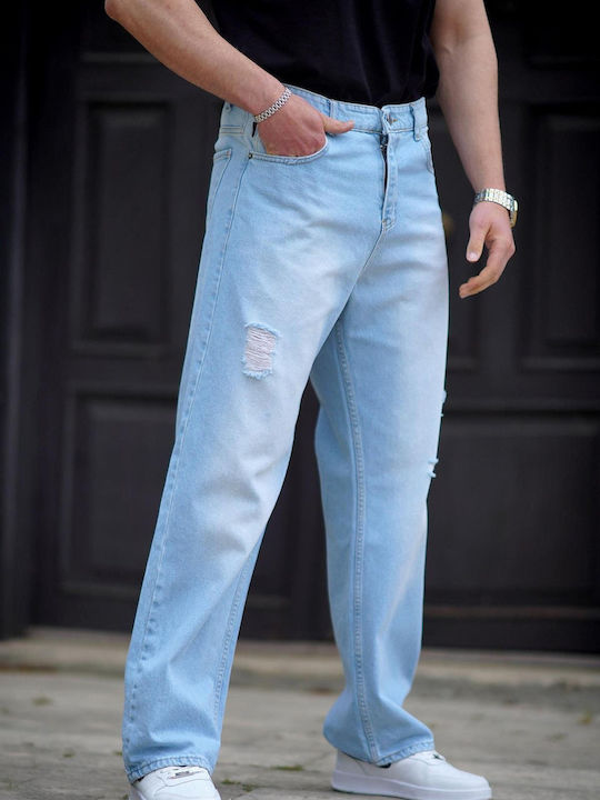 madmext Men's Jeans Pants in Baggy Line Blue