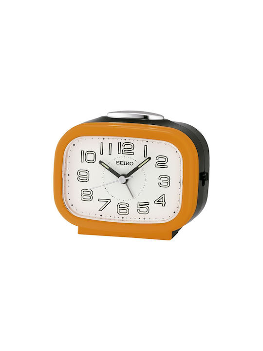 Seiko Qhk060e Tabletop Clock with Alarm Orange QHK060E