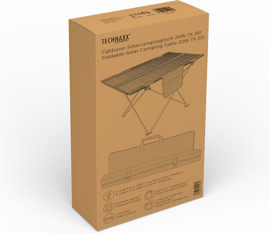Technaxx Tabelle Aluminium für Camping Klappbar 60.8x40.5x42cm Schwarz