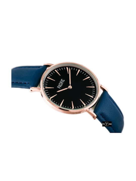 Pacific Uhr mit Marineblau Lederarmband