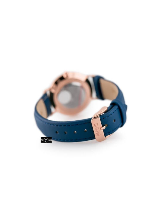 Pacific Uhr mit Marineblau Lederarmband