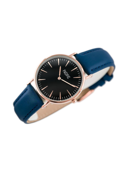 Pacific Uhr mit Marineblau Lederarmband