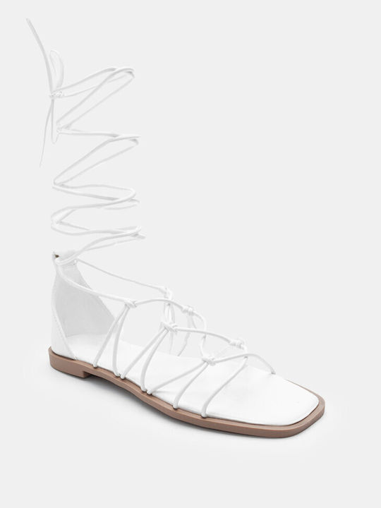 Luigi Damen Flache Sandalen in Weiß Farbe