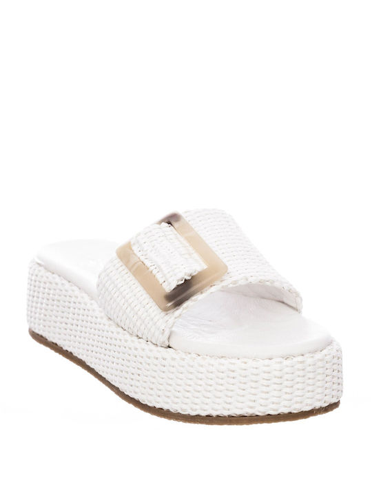 Mariella Fabiani Damen Flache Sandalen Flatforms in Weiß Farbe