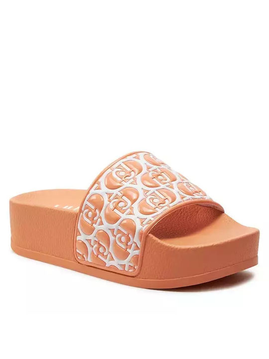 Liu Jo Damen Flache Sandalen Flatforms in Orange Farbe