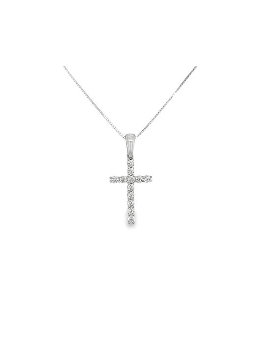 Xryseio Weißgold Kreuz 14K mit Kette