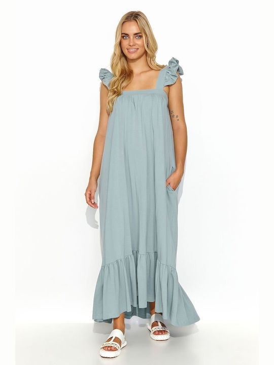 Makadamia Summer Maxi Dress with Ruffle Black