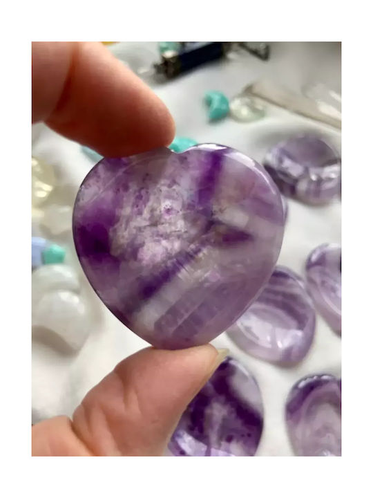 Ημιπολύτιμος Λίθος Αμέθυστου Heart Worry Stone Σχήμα Καρδιάς