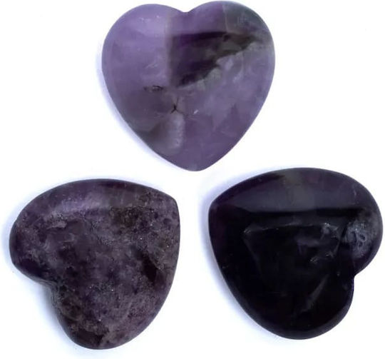 Ημιπολύτιμος Λίθος Αμέθυστου Heart Worry Stone Σχήμα Καρδιάς