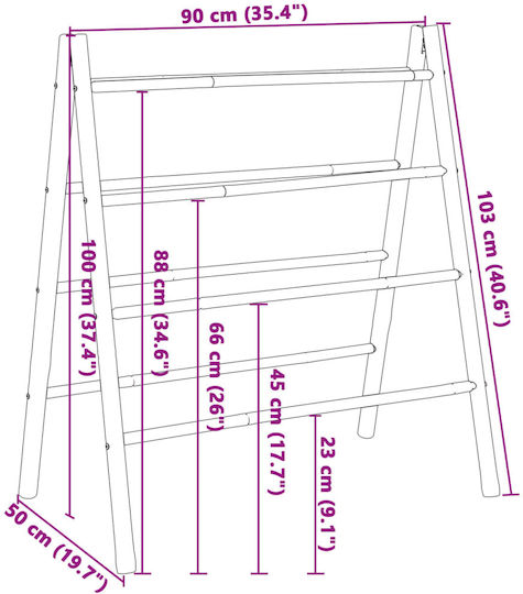 vidaXL Leiter Badezimmer Doppel Wandmontage ​100x100cm Braun