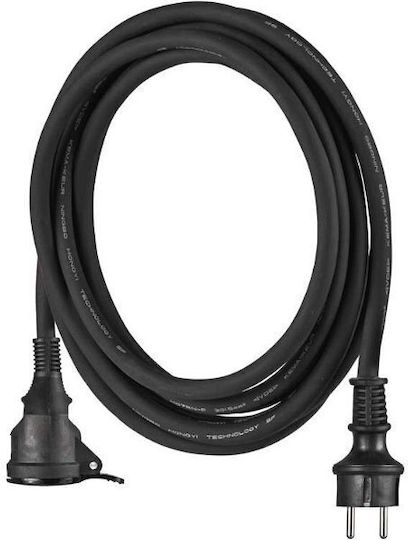 Emos Waterproof Extension Cable Cord 3 x 1.5mm²/5m Black