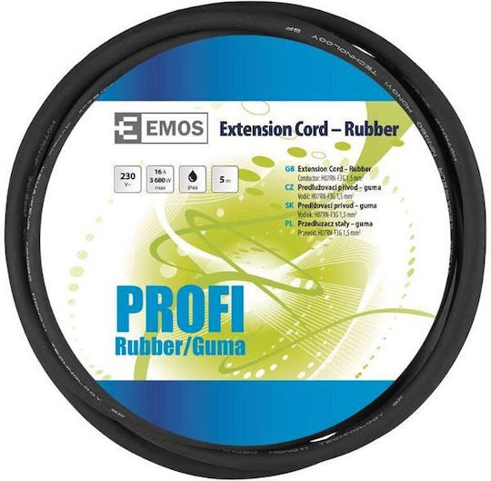 Emos Waterproof Extension Cable Cord 3 x 1.5mm²/5m Black
