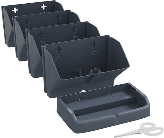vidaXL Set 4 Pots Plastic Charcoal