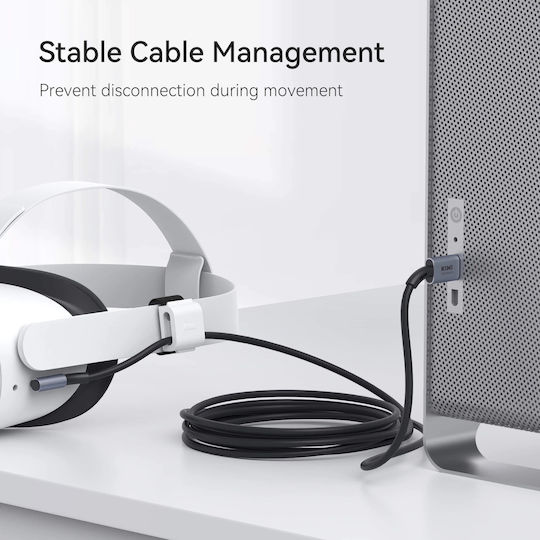 Kiwi Design Oculus Meta Link Cable 5m Black Cable Clip