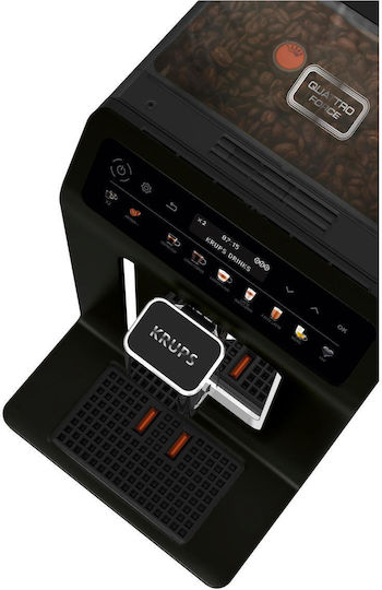 Krups Evidence One Αυτόματη Μηχανή Espresso 1450W Πίεσης 15bar για Cappuccino με Μύλο Άλεσης Μαύρη EA8958