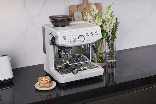 Sage Express Αυτόματη Μηχανή Espresso 1850W Πίεσης 15bar με Μύλο Άλεσης Ασημί