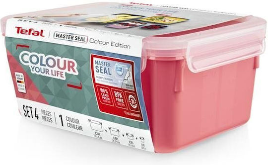 Tefal Master Seal Colour Σετ Πλαστικά Δοχεία Φαγητού Ροζ 4τμχ