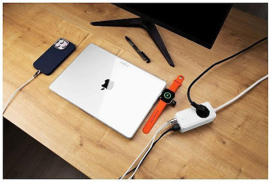 Fixed База За Зареждане GaN С 2 USB-A Изходни Порта И 2 USB-C Изходни Порта И Кабел USB-C 65W Power Delivery Quick Charge 3.0 В Бял Цвят (FIXCS65-3-WH)